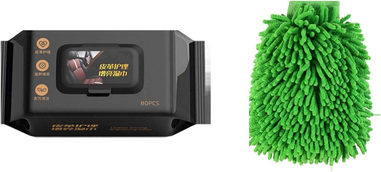 2 Pcs Combo Of Leather & Interior Cleaning Wipes & Wash Mitt Combo