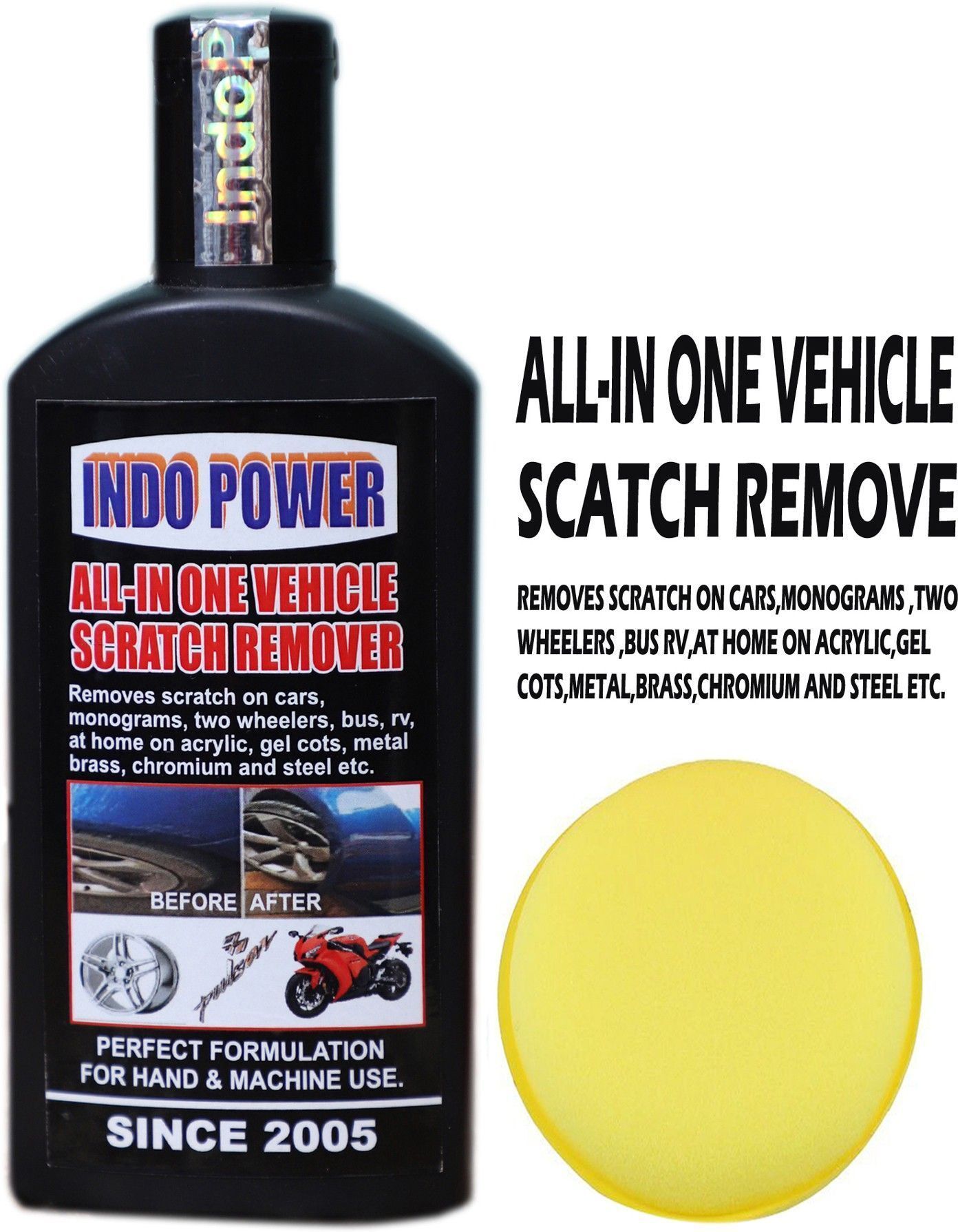 indopower LBLVVv 6- ALL -IN ONE VEHICLE SCRATCH REMOVER 100ml.+ One Foam Applicator Pad. Combo-picture-45