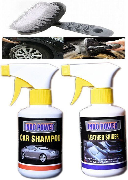 indopower LEATHER SHINER GUN 250ml.+CAR SHAMPOO GUN 250ml.+All Tyre Cleaning Brush Combo-picture-37