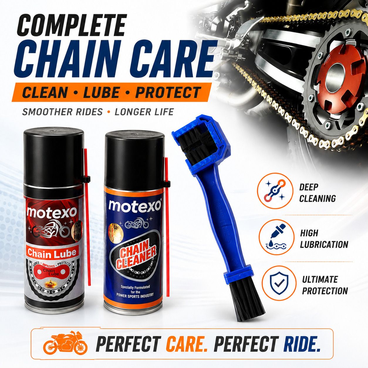 motexo 1 Bottle Of Chain Cleaner, 1 Bottle Of Chain Lubricant, 1 Chain Cleaning Brush Combo-picture-47