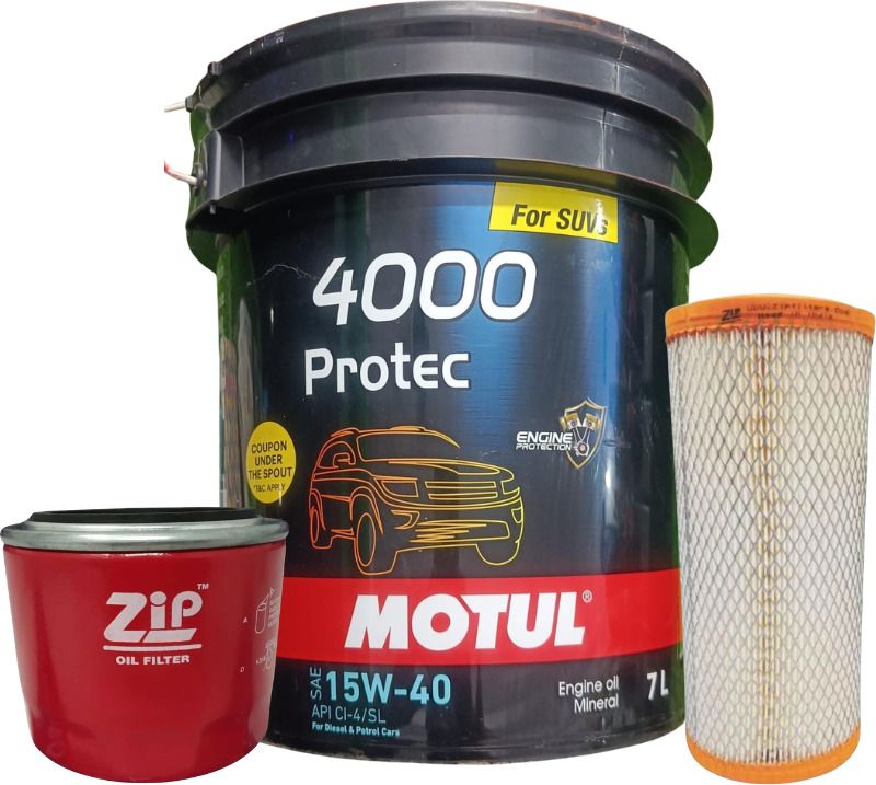 motul 4000 PROTEC 15W40 ENGINE OIL-7L, OIL FILTER ZO-1141 & ZA-4221 AIR FILTER Combo-picture-10