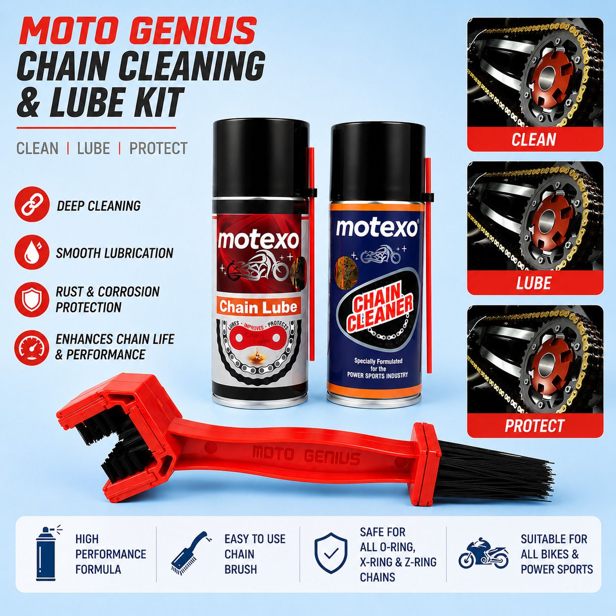 motexo 1 Bottle Of Chain Cleaner, 1 Bottle Of Chain Lubricant, 1 Chain Cleaning Brush Combo-picture-19