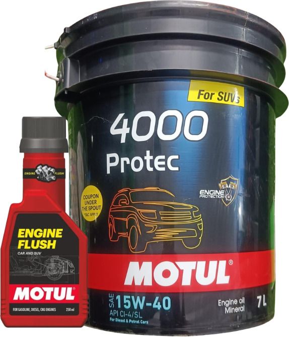 motul 4000 PROTEC 15W40 ENGINE OIL-7L-1QTY, ENGINE FLUSH-250ML-1QTY Combo-picture-13