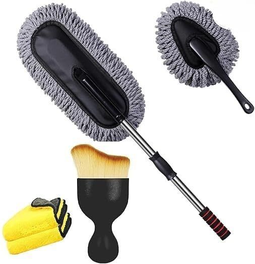 1 × Large Extendable Microfiber Car Duster, 2 × Premium Microfiber Cleaning Towels Combo