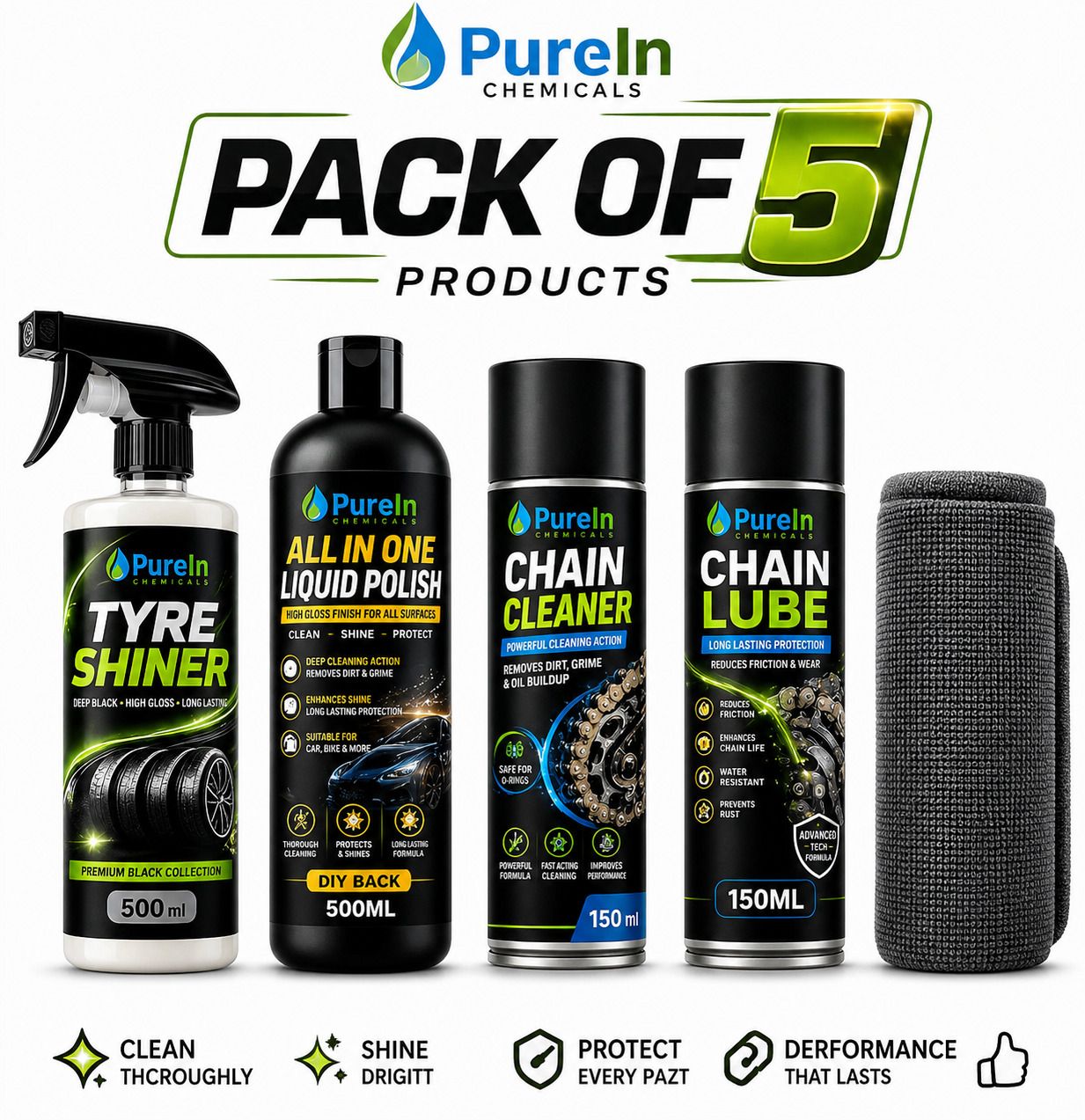 purein All in one Polish, Tyre Polish, Chain Cleaner, Chain Lube, Cleaning Brush Combo-picture-15