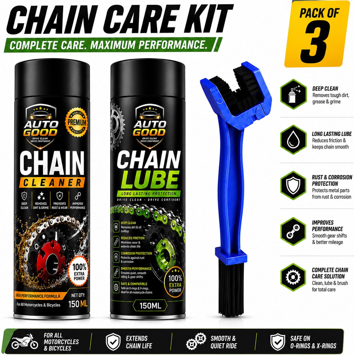 auto good 1 Chain Cleaner, 1 Chain Lube, 1 Chain Cleaning Brush Combo-picture-34