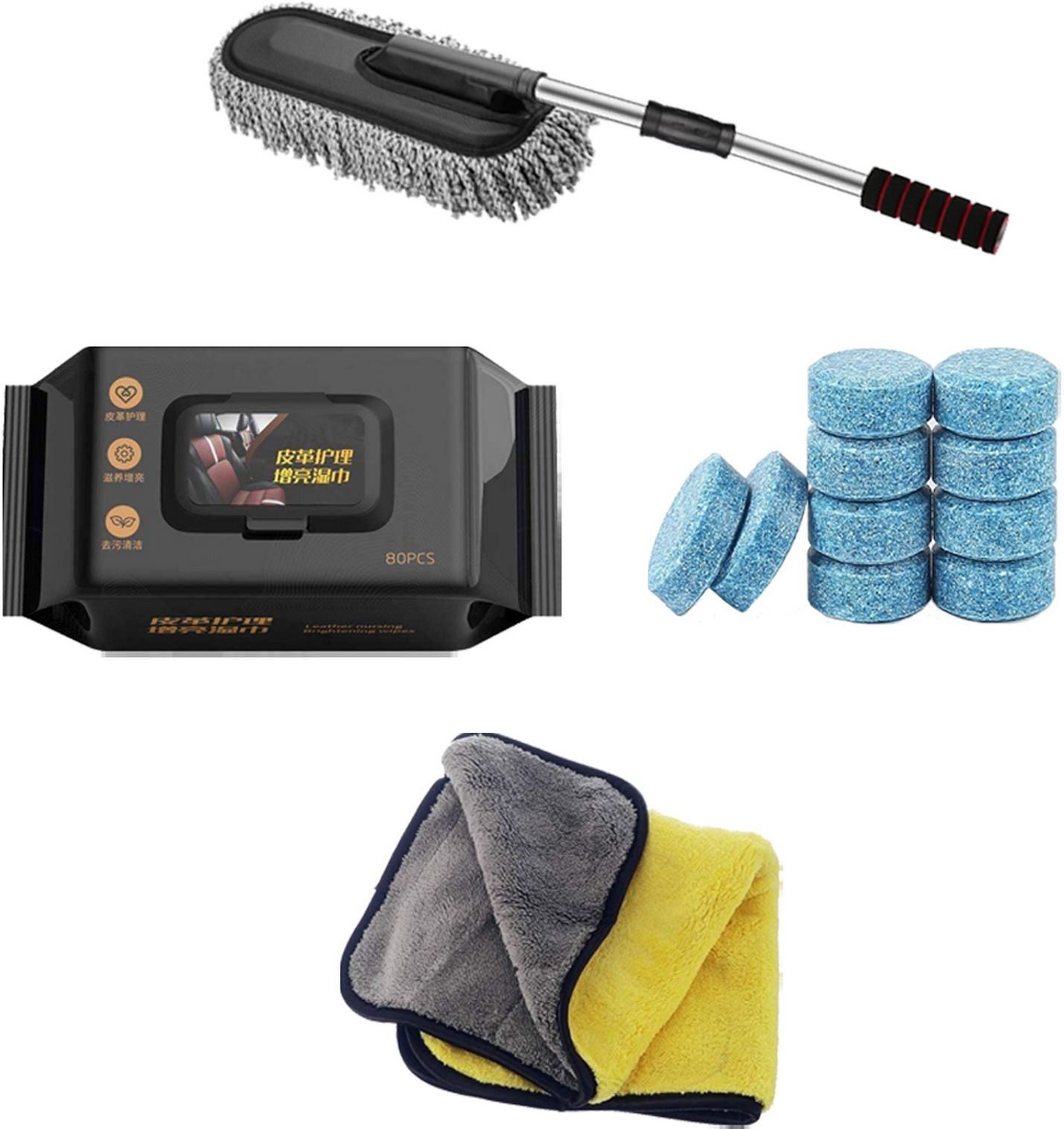 4 Pcs Combo Of Microfiber Big Duster, Cleaning Tablet, Microfiber Towel, Wipes Combo-image-48