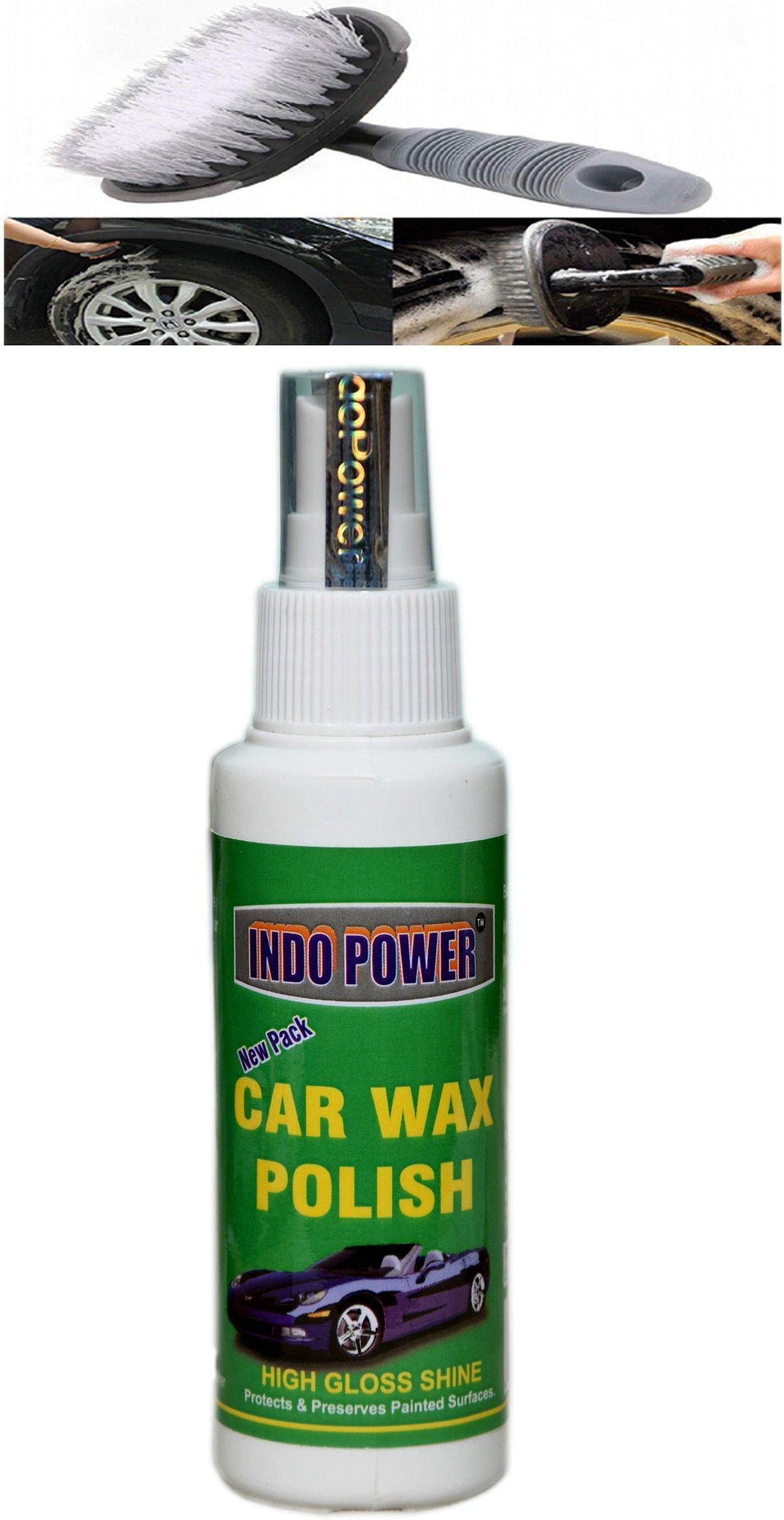 indopower Car wax polish 100ml.+All Tyre Cleaning Brush Combo-picture-39