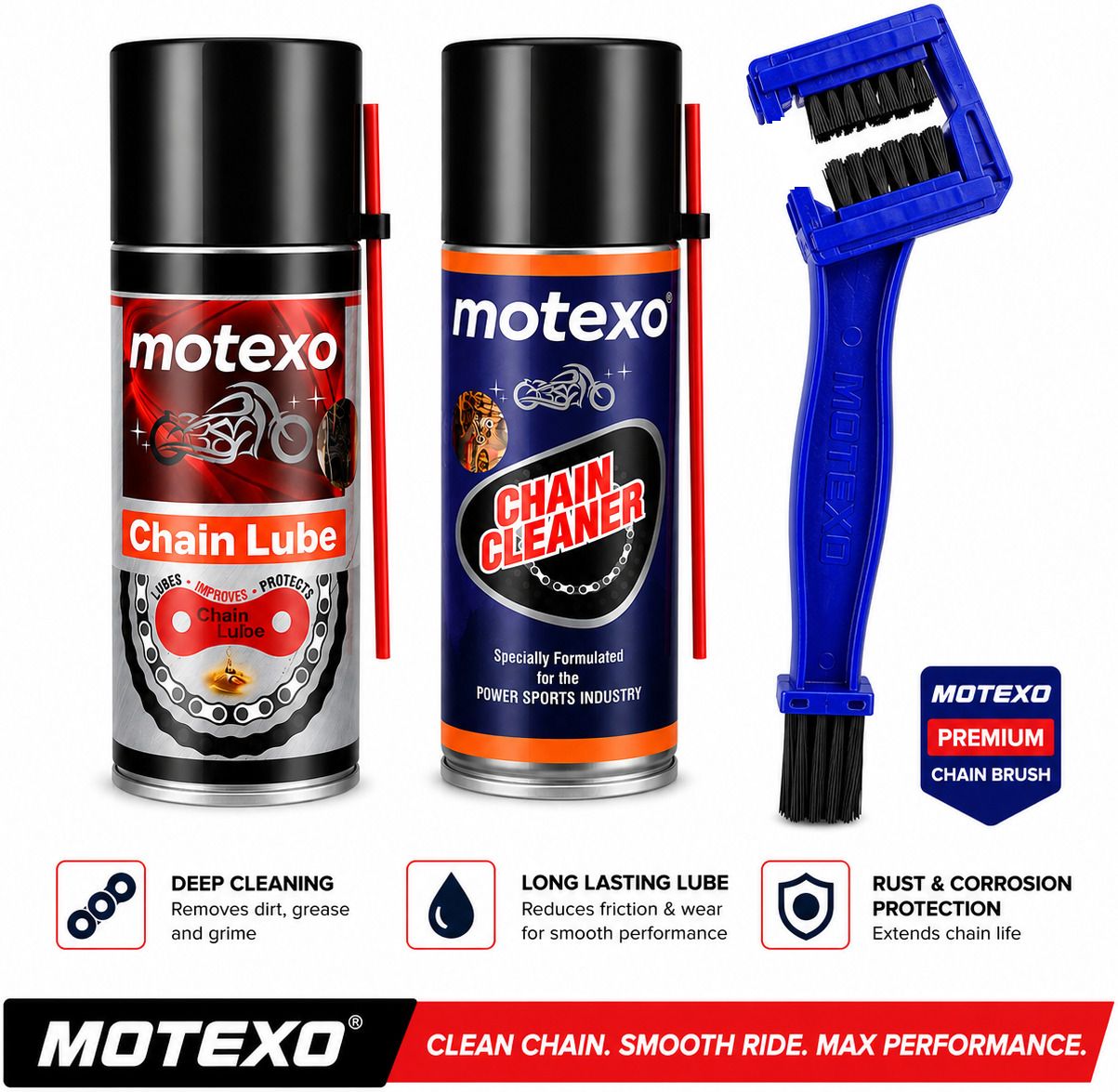 motexo 1 Bottle Of Chain Cleaner, 1 Bottle Of Chain Lubricant, 1 Chain Cleaning Brush Combo-picture-39