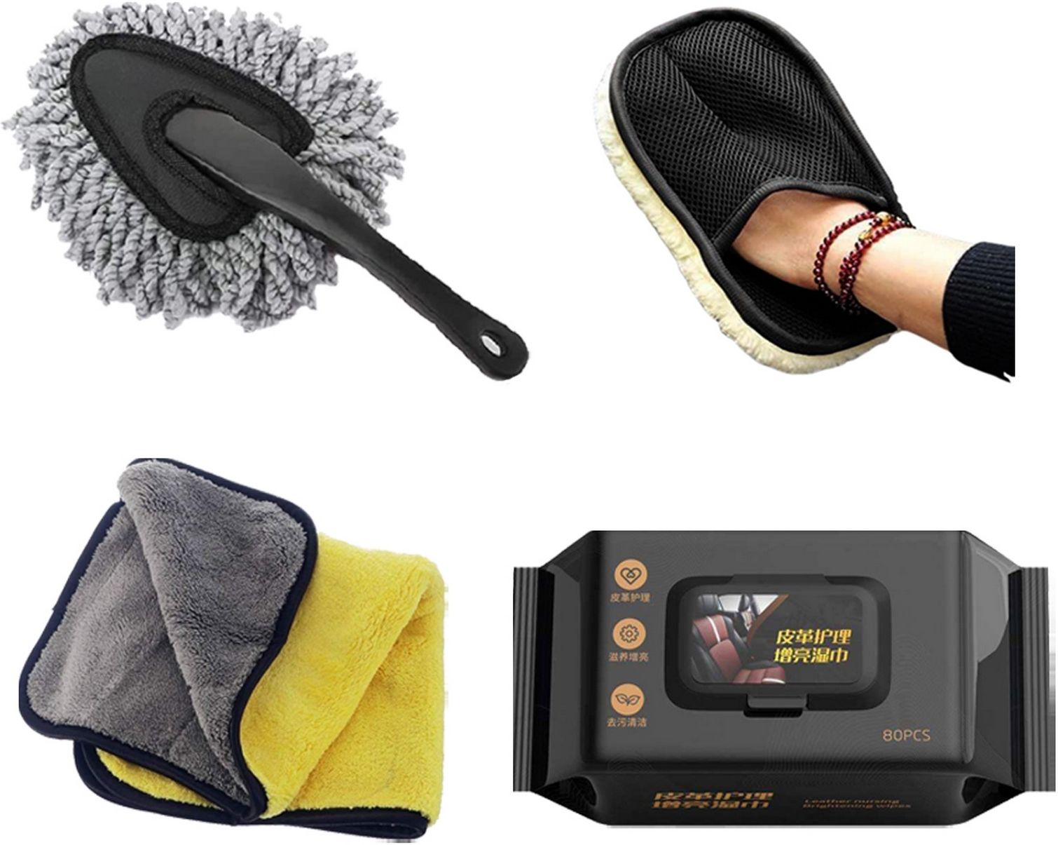 oridor 4 Pcs Combo Of Car Wash Gloves, Small Duster, Microfiber Towel, Wipes Combo-picture-26