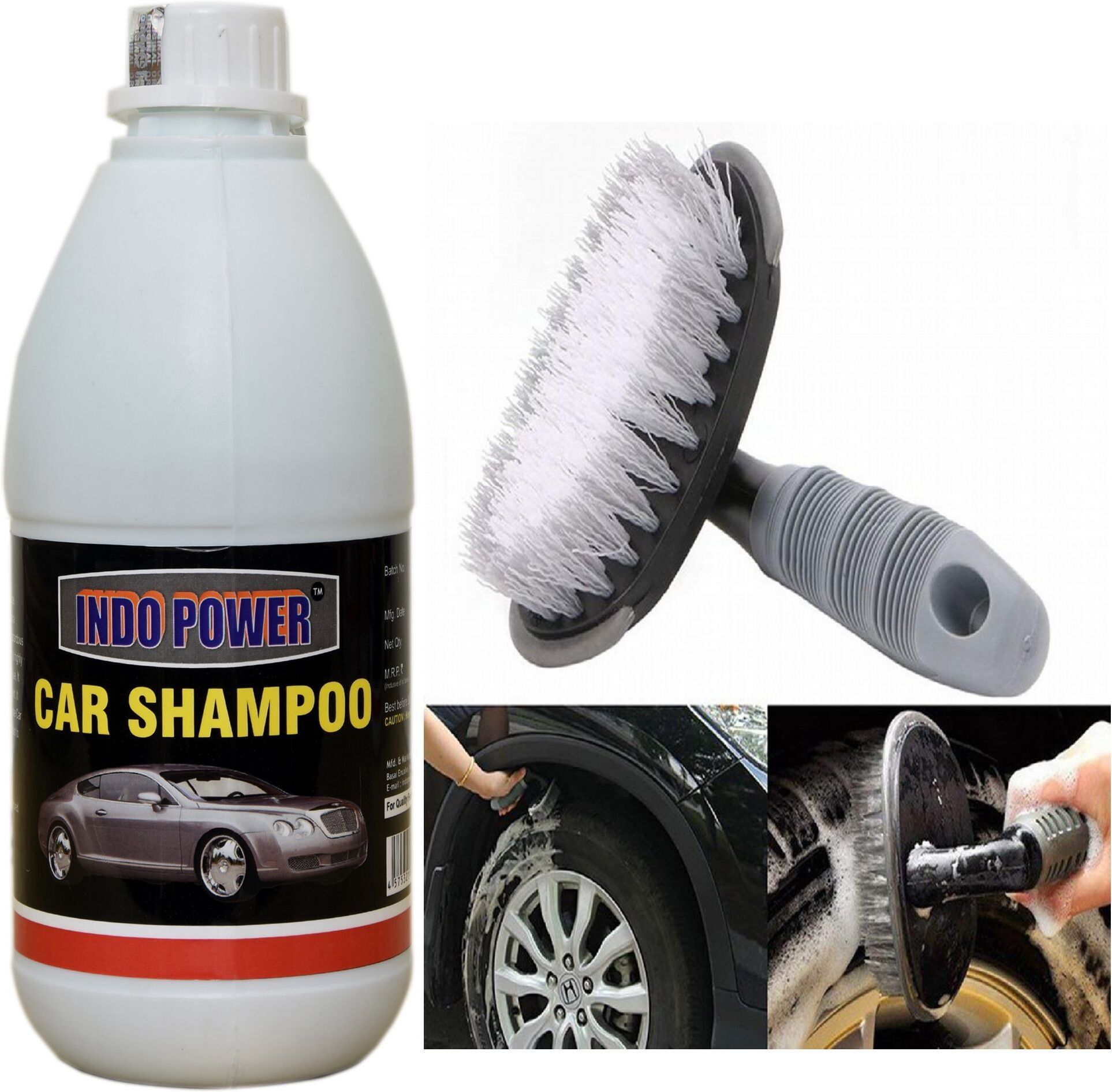 indopower CAR SHAMPOO 500ml.+All Tyre Cleaning Brush 1 pic . Combo-picture-36