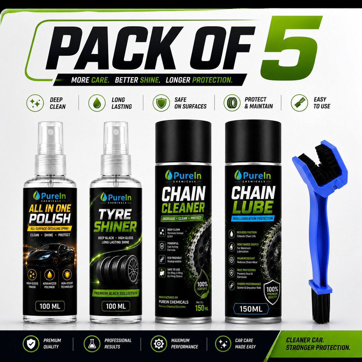 purein All in one Polish, Tyre Polish, Chain Cleaner, Chain Lube, Micro Fibre Cloth Combo-picture-50