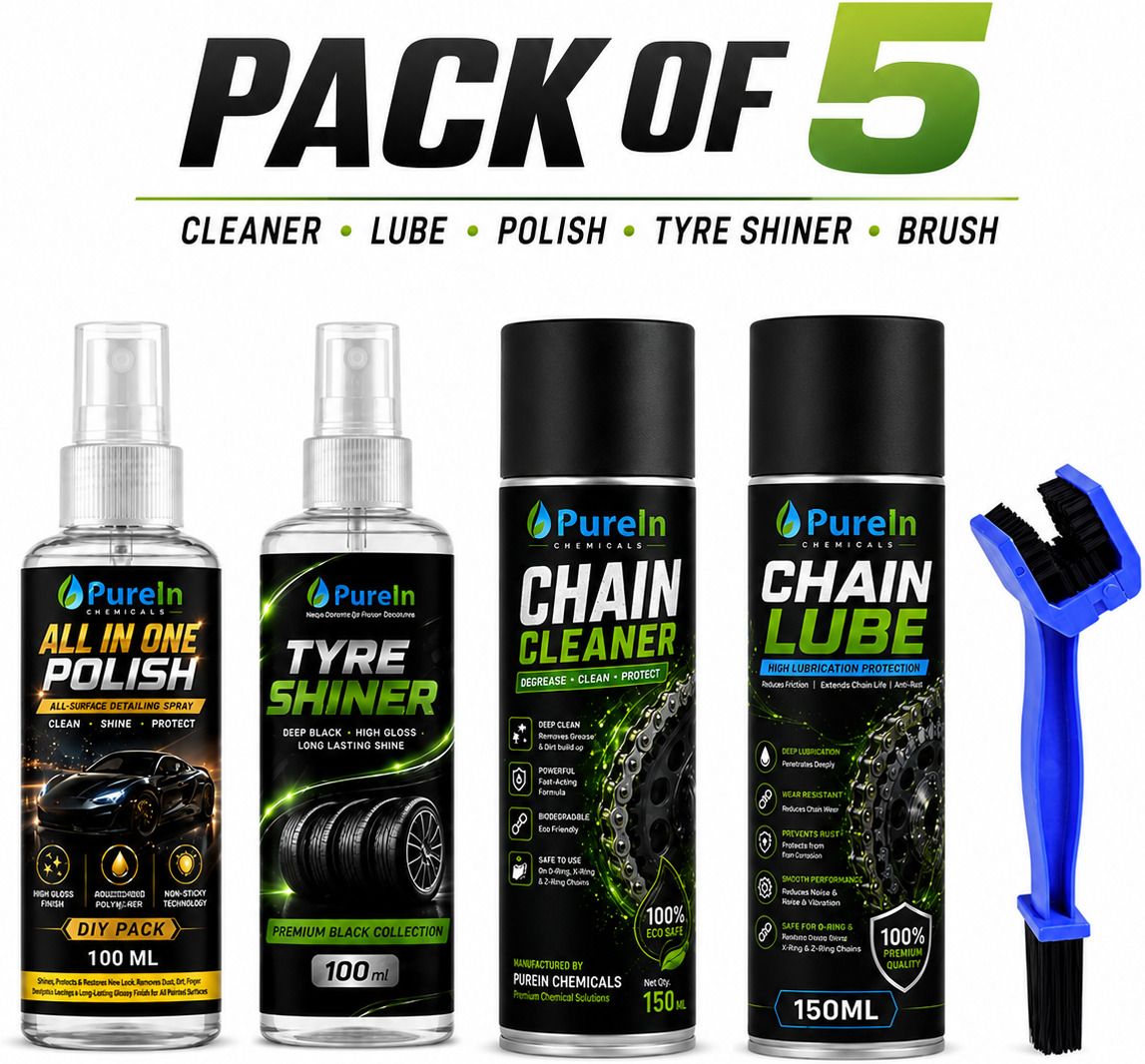 purein All in one Polish, Tyre Polish, Chain Cleaner, Chain Lube, Micro Fibre Cloth Combo-picture-52