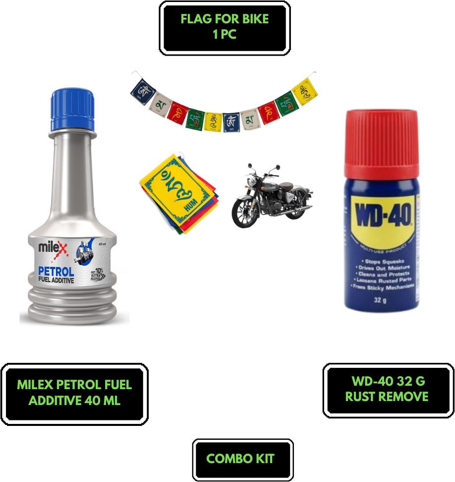 milex MTCD-326 Petrol Fuel Additive 40 ml / WD-40 32 g & Flag No 2 for Bike Combo-picture-39