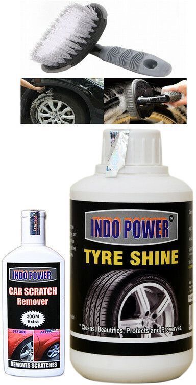 indopower TYRE SHINER 250ml+ Scratch Remover 100gm.+All Tyre Cleaning Brush Combo-picture-35