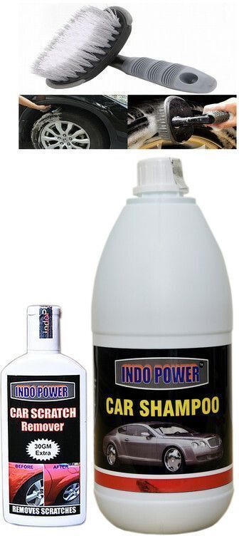 indopower CAR SHAMPOO 1ltr+ Scratch Remover 100gm.+All Tyre Cleaning Brush Combo-picture-47