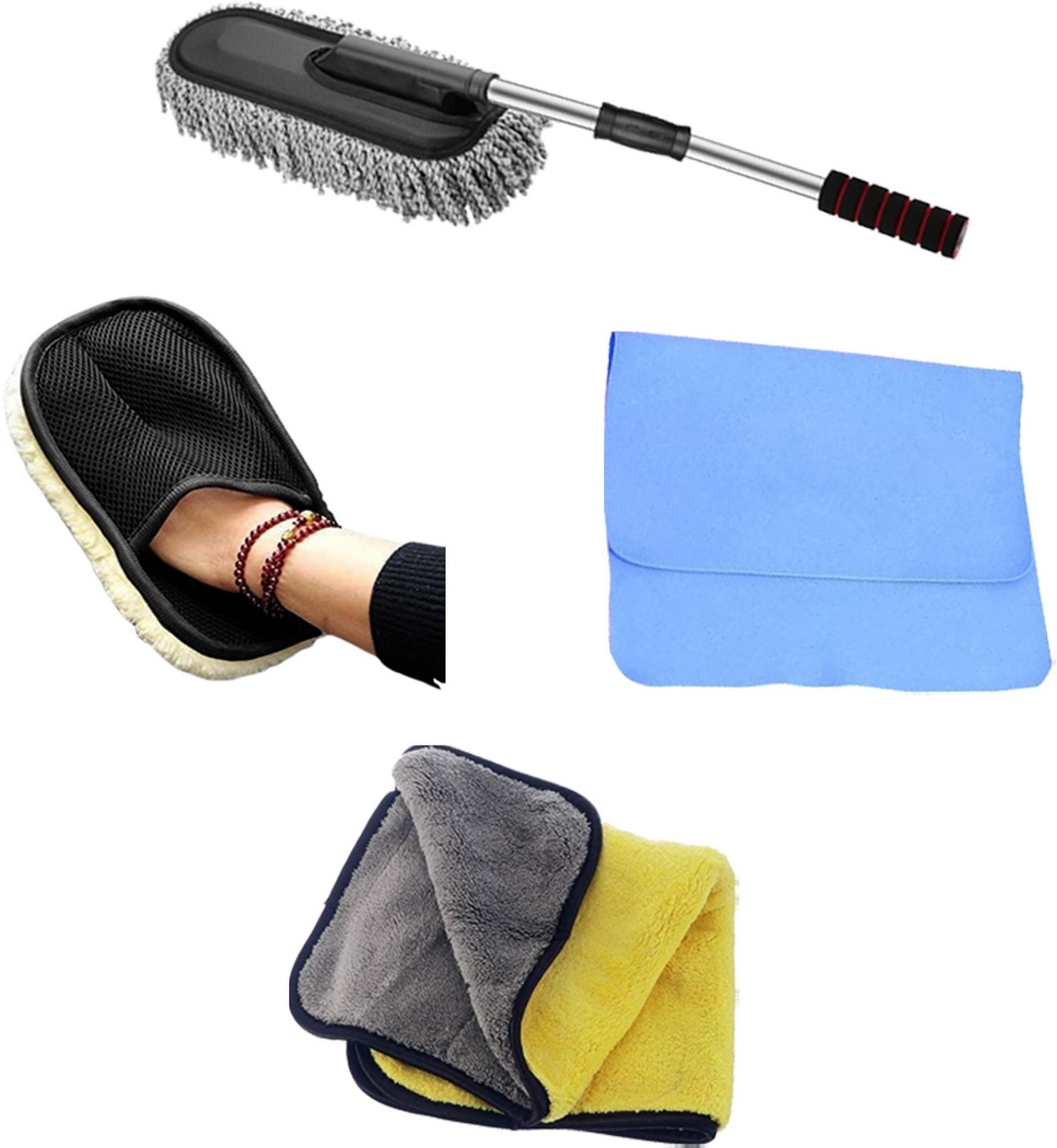 srbkfashion 4 Pcs Combo Of Microfiber Extended Big Duster, Gloves, Magic Towel, Towel Combo-picture-17