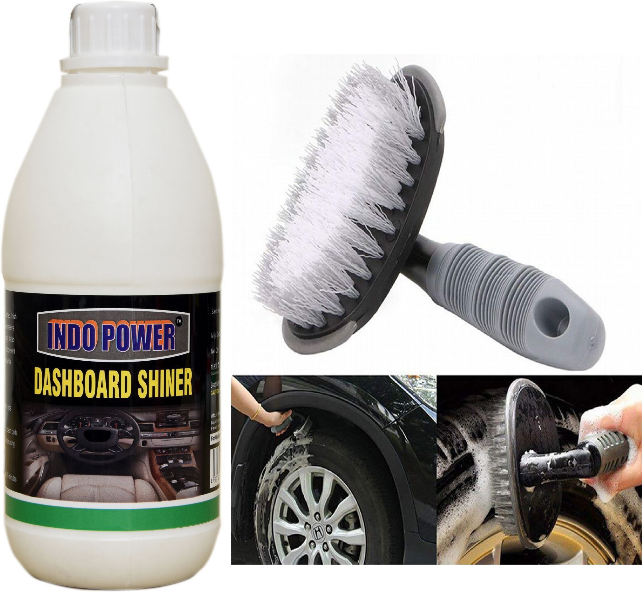 indopower DASHBOARD SHINER 500ml.+All Tyre Cleaning Brush 1 pic . Combo-picture-15