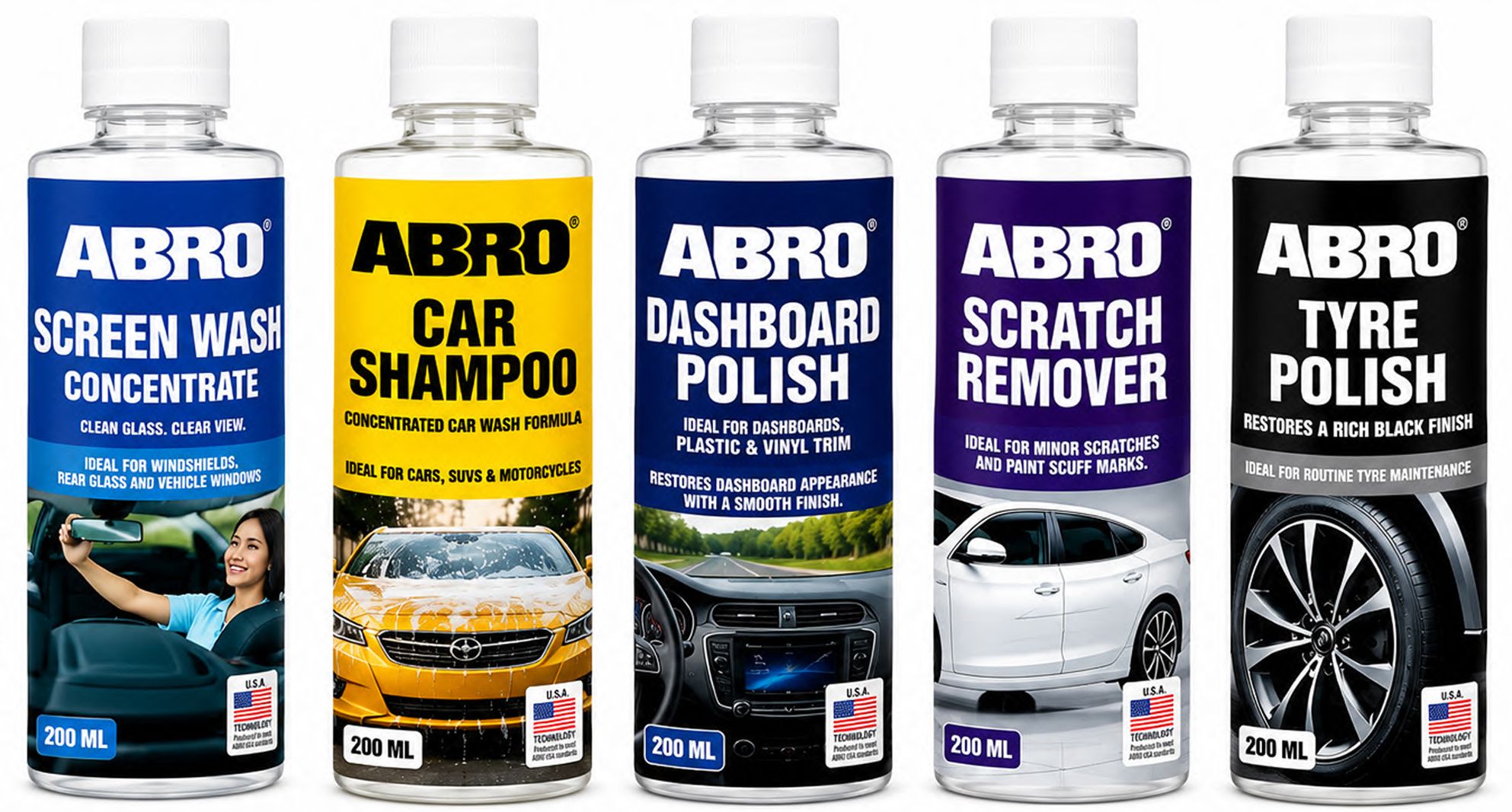 abro 5-in-1 Car Care Kit, Car Shampoo, Screen Wash, Scratch Remover, Dashboard & Tyre Polish Combo-picture-16