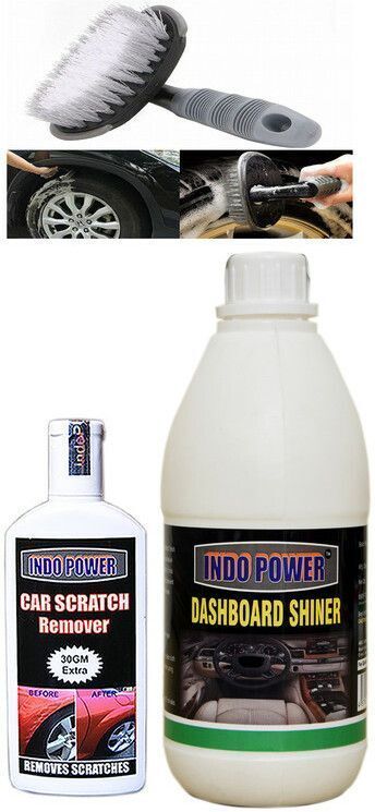 indopower DASHBOARD SHINER 500ml+ Scratch Remover 100gm.+All Tyre Cleaning Brush Combo-picture-10