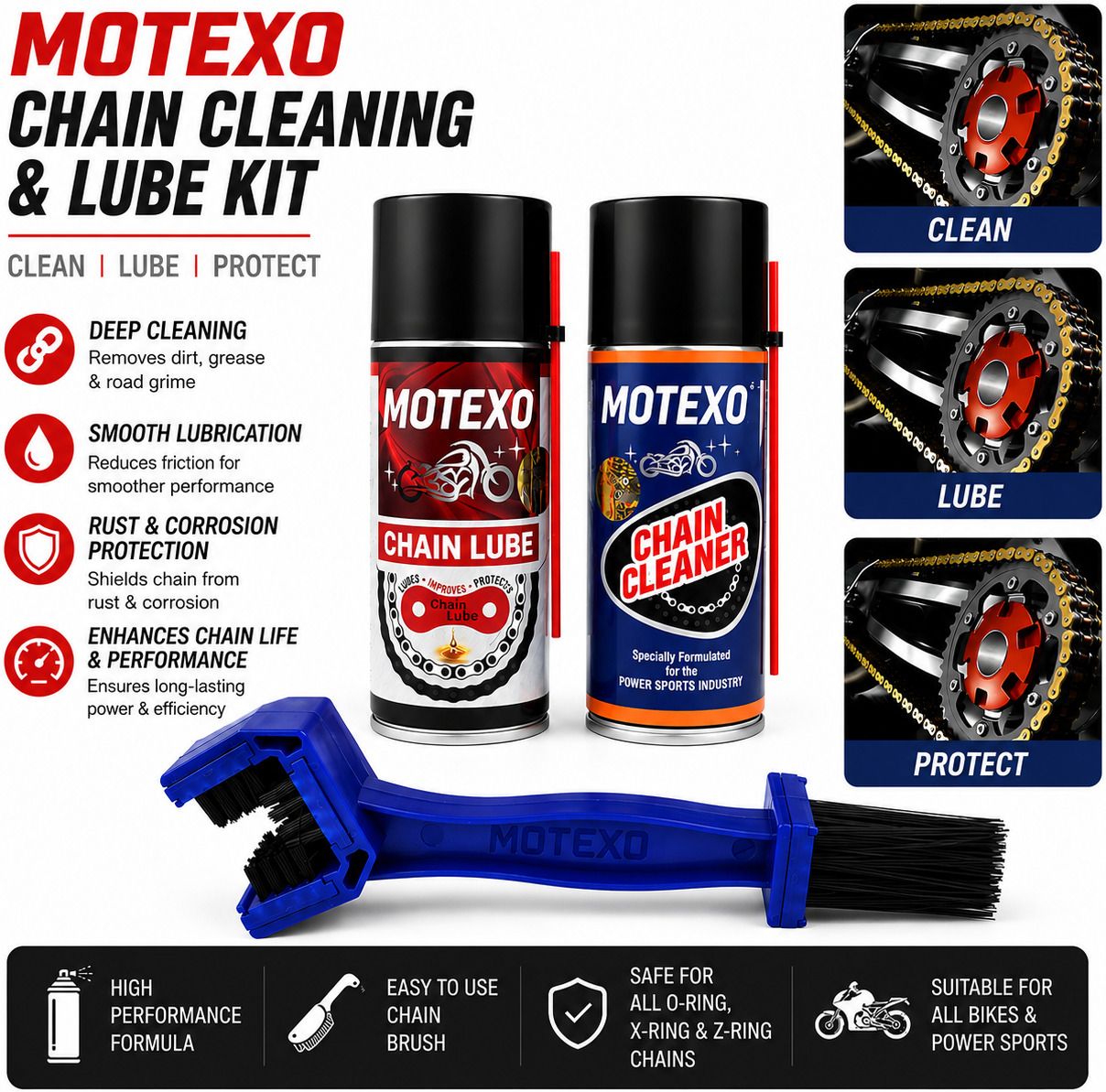 motexo 1 Bottle Of Chain Cleaner, 1 Bottle Of Chain Lubricant, 1 Chain Cleaning Brush Combo-picture-16