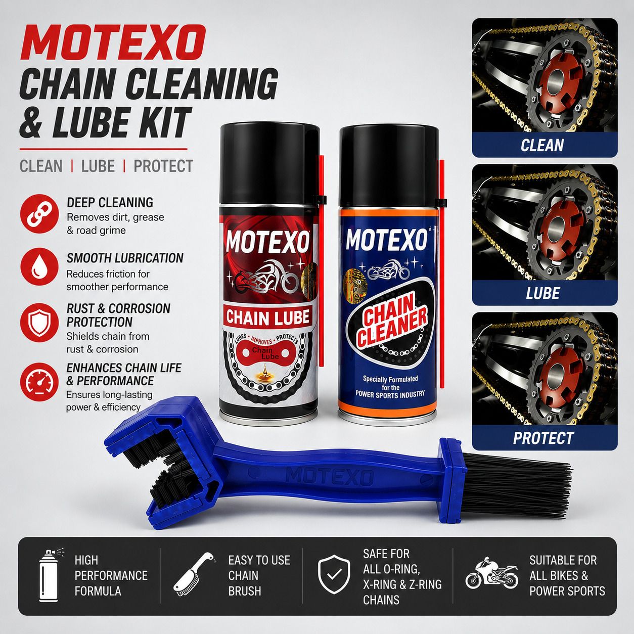 motexo 1 Bottle Of Chain Cleaner, 1 Bottle Of Chain Lubricant, 1 Chain Cleaning Brush Combo-picture-28