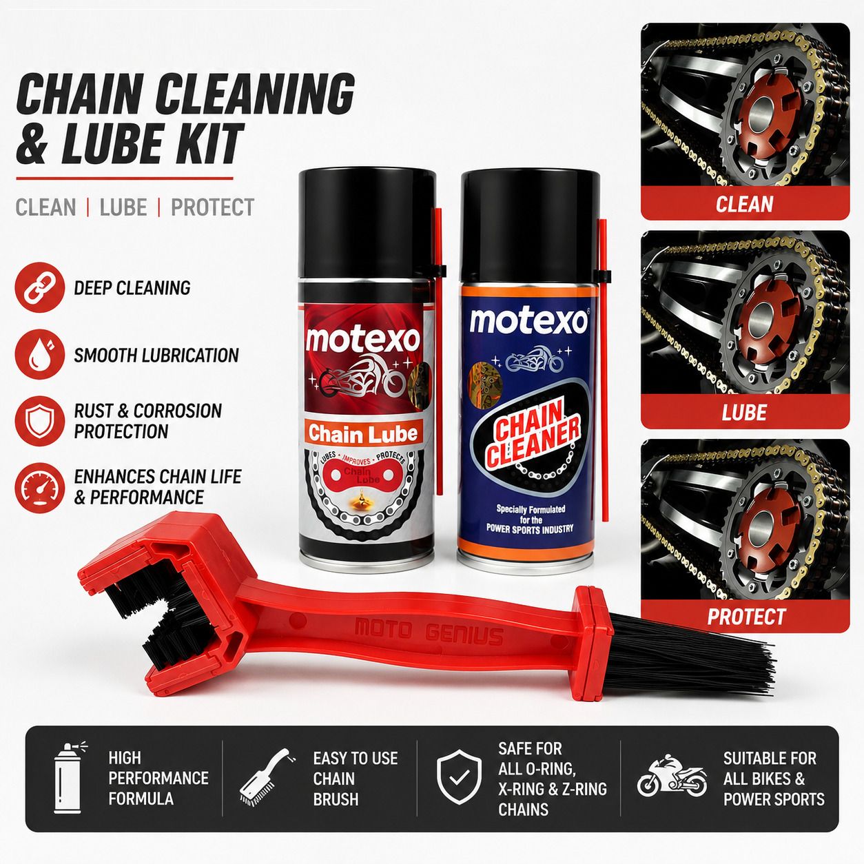 motexo 1 Bottle Of Chain Cleaner, 1 Bottle Of Chain Lubricant, 1 Chain Cleaning Brush Combo-picture-29