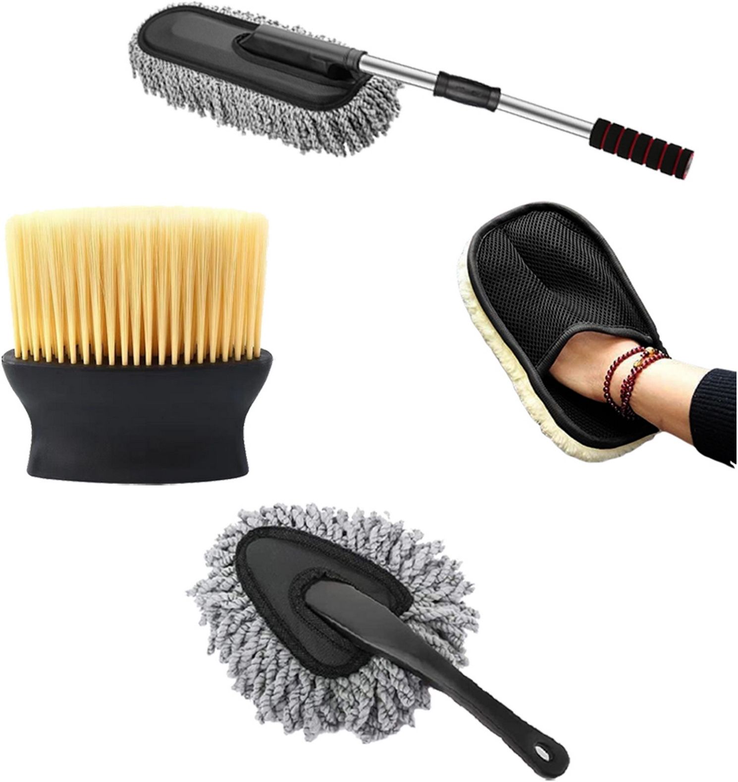 srbkfashion 4 Pcs Combo Of Big Brush, Microfiber Big Duster, Car Wash Gloves, Small Duster Combo-picture-15
