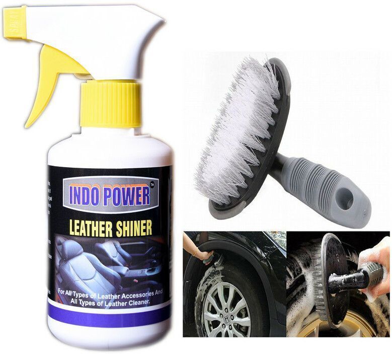 indopower LEATHER SHINER GUN 250ml.+All Tyre Cleaning Brush Combo-picture-30