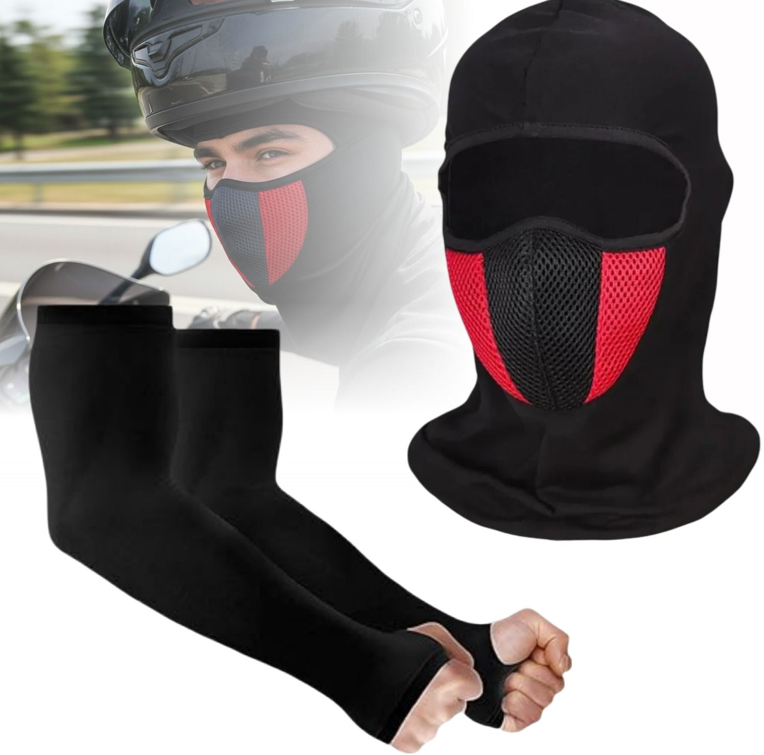 veetasa 1 x Arm Sleeves (Left and Right), 1 x Balaclava Combo-picture-26