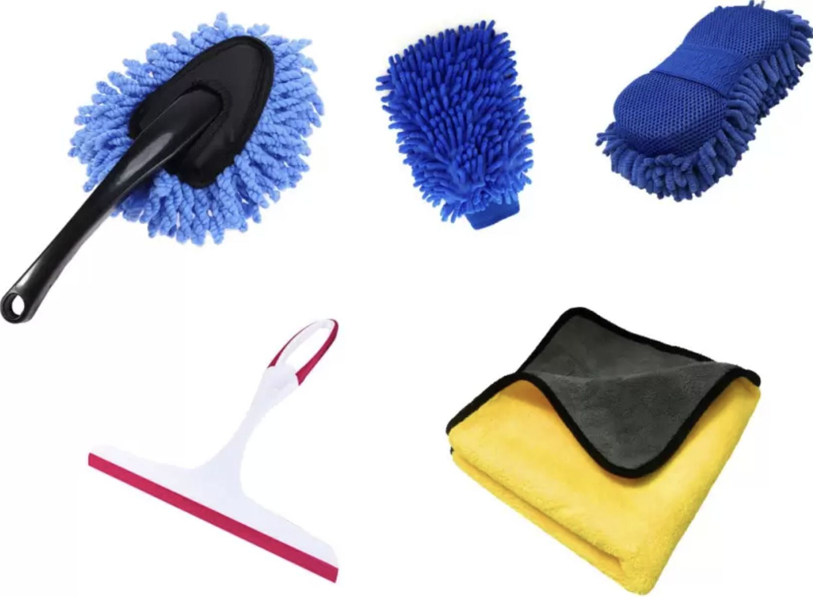 sbts 1 Small car duster, 1 Heavy Mircrofiber cloth, 1 wiper, 1 sponge, 1 glove Combo-picture-21