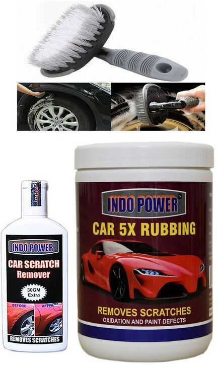 indopower CAR 5X RUBBING 1kg+ Scratch Remover 100gm.+All Tyre Cleaning Brush Combo-picture-25