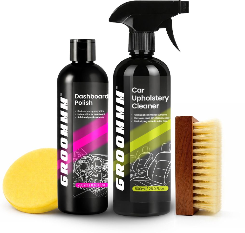 groommm Car dashboard polish & car upholstery cleaner for car interior, with brush & pad Combo-picture-22
