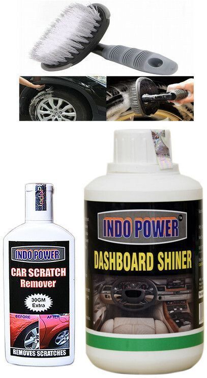 indopower DASHBOARD SHINER 250ml+ Scratch Remover 100gm.+All Tyre Cleaning Brush Combo-picture-25