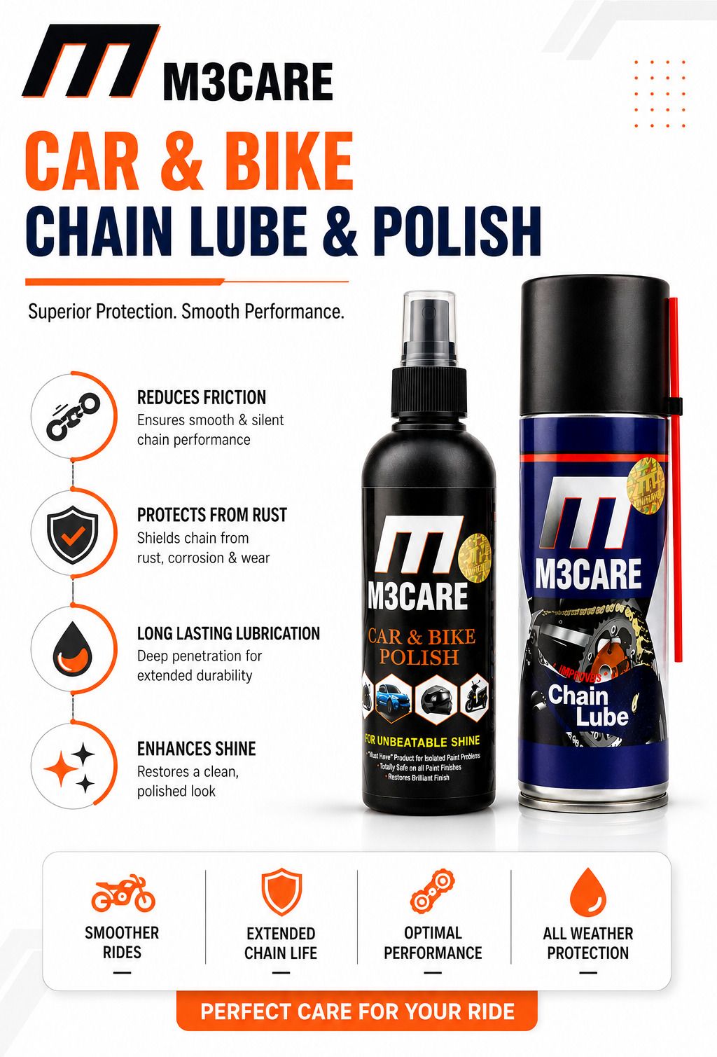 m3care 1 Bottle of Car & Bike Lequid Polish, 1 bottle of chain lubricant Combo-picture-21