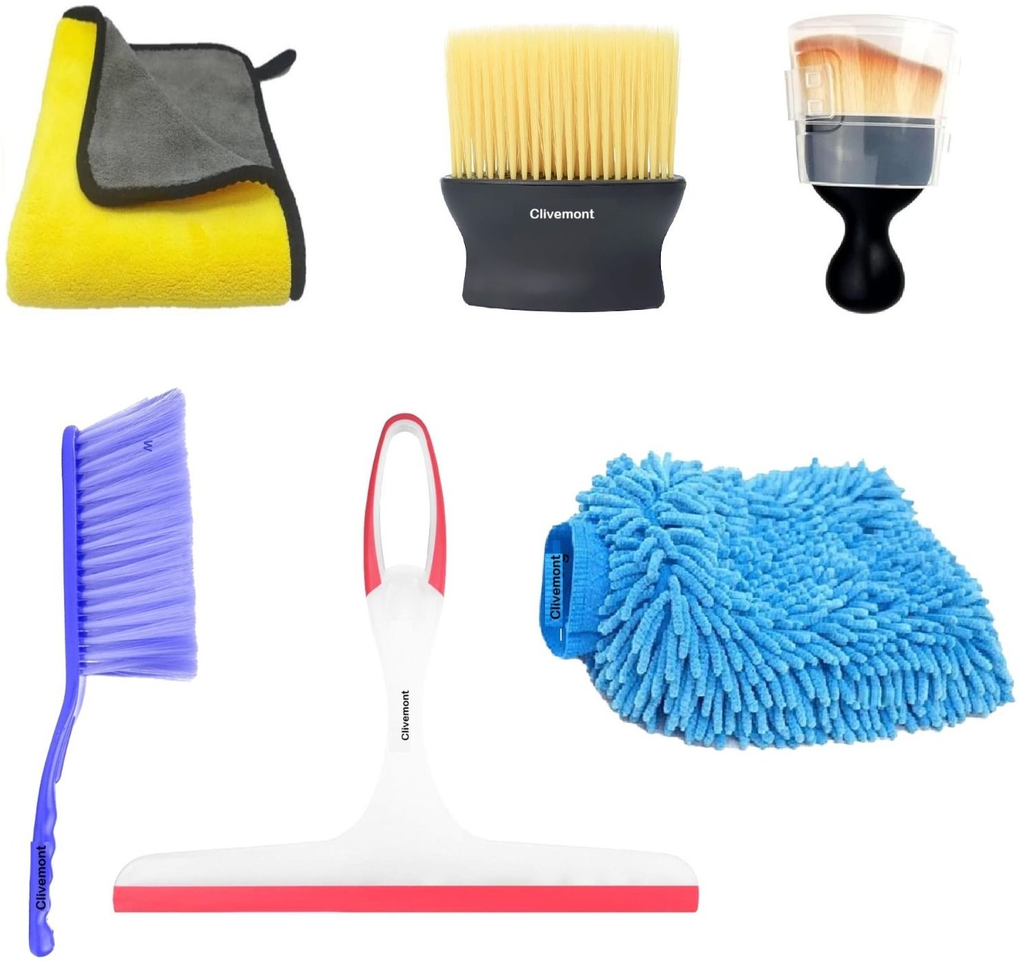 Car Cleaning Kit, 6-Piece Set with Microfibre Towels, Detailing Brush Combo