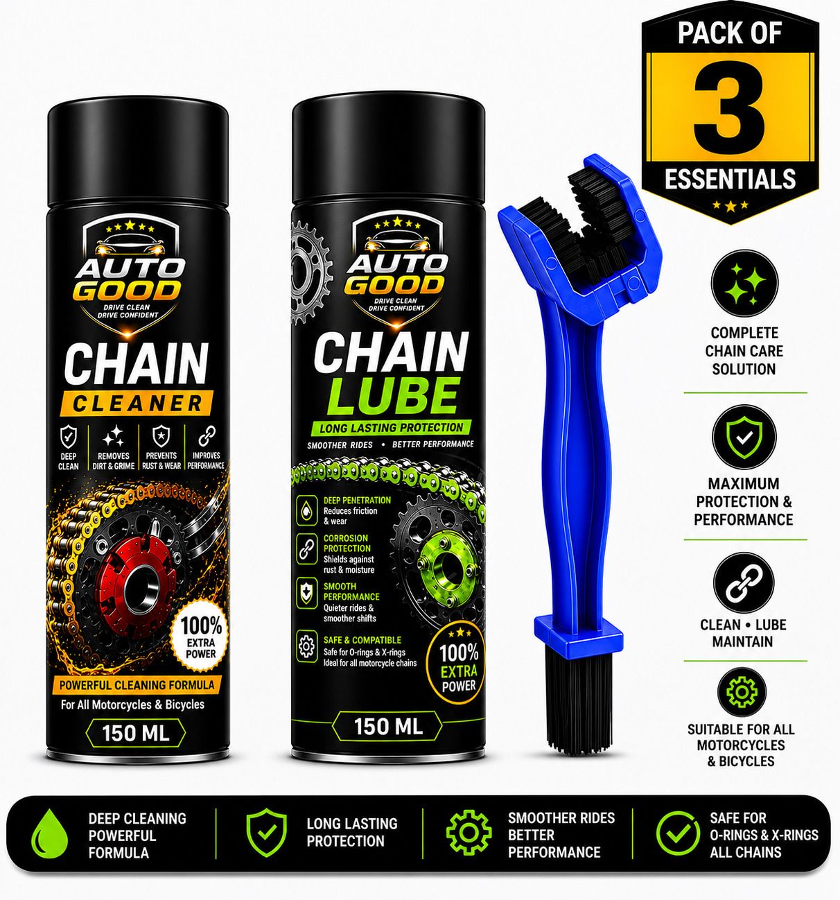auto good 1 Chain Cleaner, 1 Chain Lube, 1 Chain Cleaning Brush Combo-picture-26