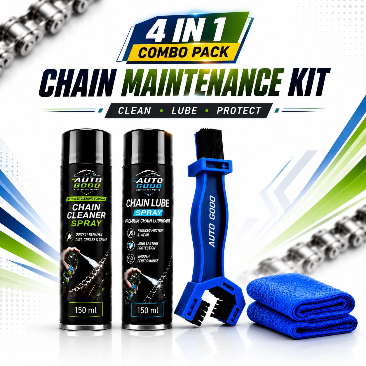 auto good 4 in 1 Chain Care Kit 300 ml Tools included Combo-picture-21