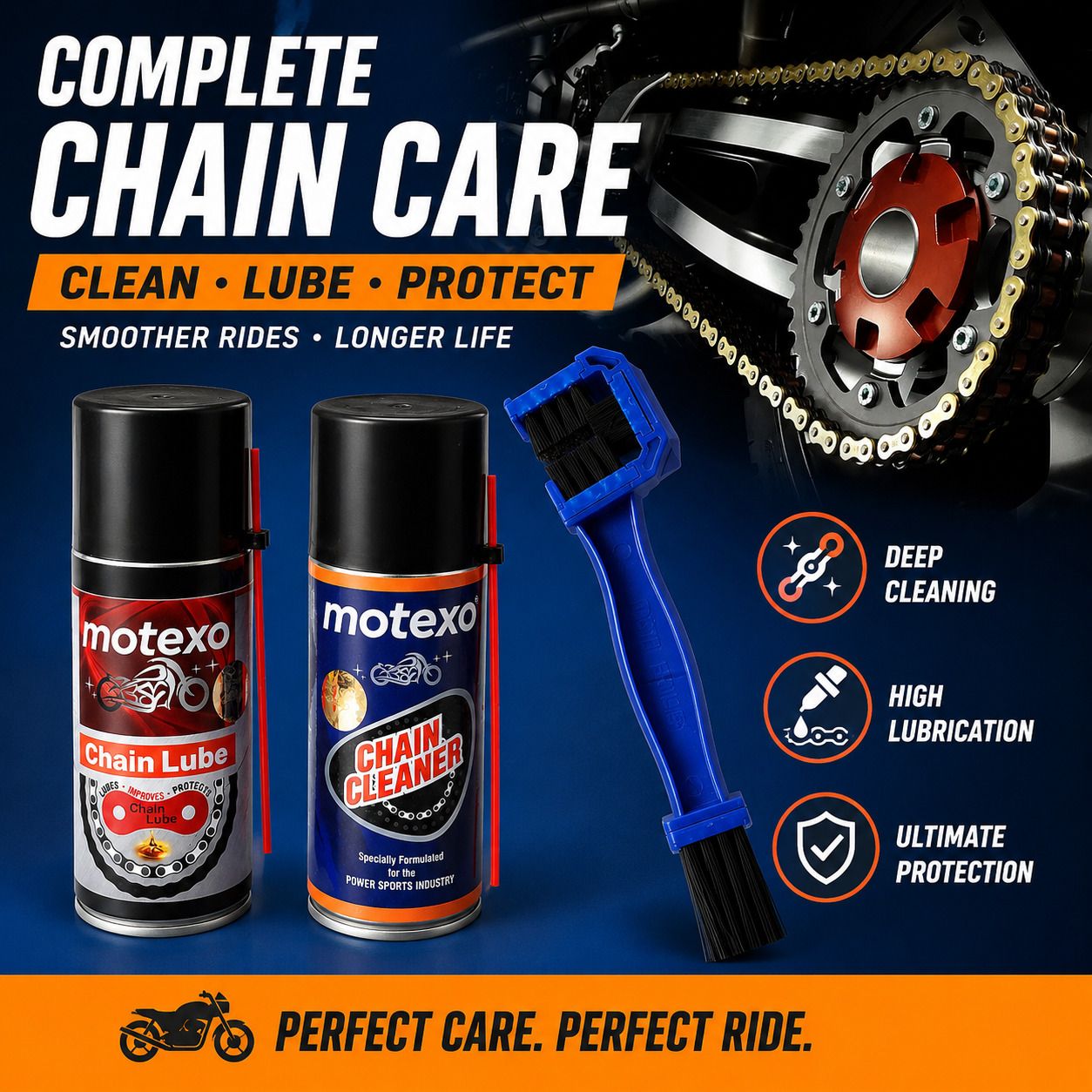 motexo 1 Bottle Of Chain Cleaner, 1 Bottle Of Chain Lubricant, 1 Chain Cleaning Brush Combo-picture-37