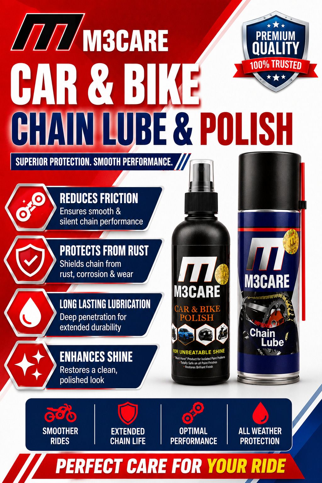 m3care 1 Bottle of Car & Bike Lequid Polish, 1 bottle of chain lubricant Combo-picture-20