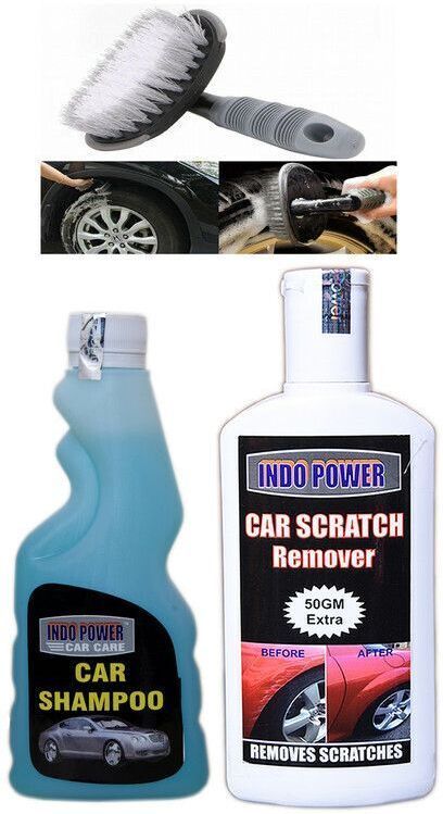 indopower CAR Wash SHAMPOO 250ml+ Scratch Remover 200gm. +All Tyre Cleaning Brush Combo-picture-20