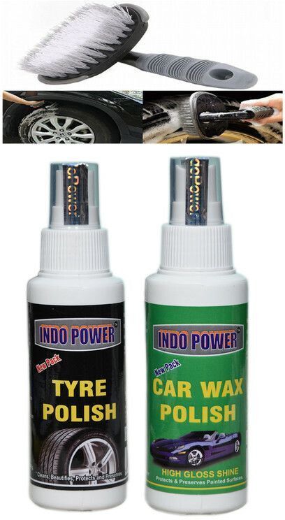 indopower Tyre polish 100ml.+Car Wax Polish100ml.+All Tyre Cleaning Brush Combo-picture-27