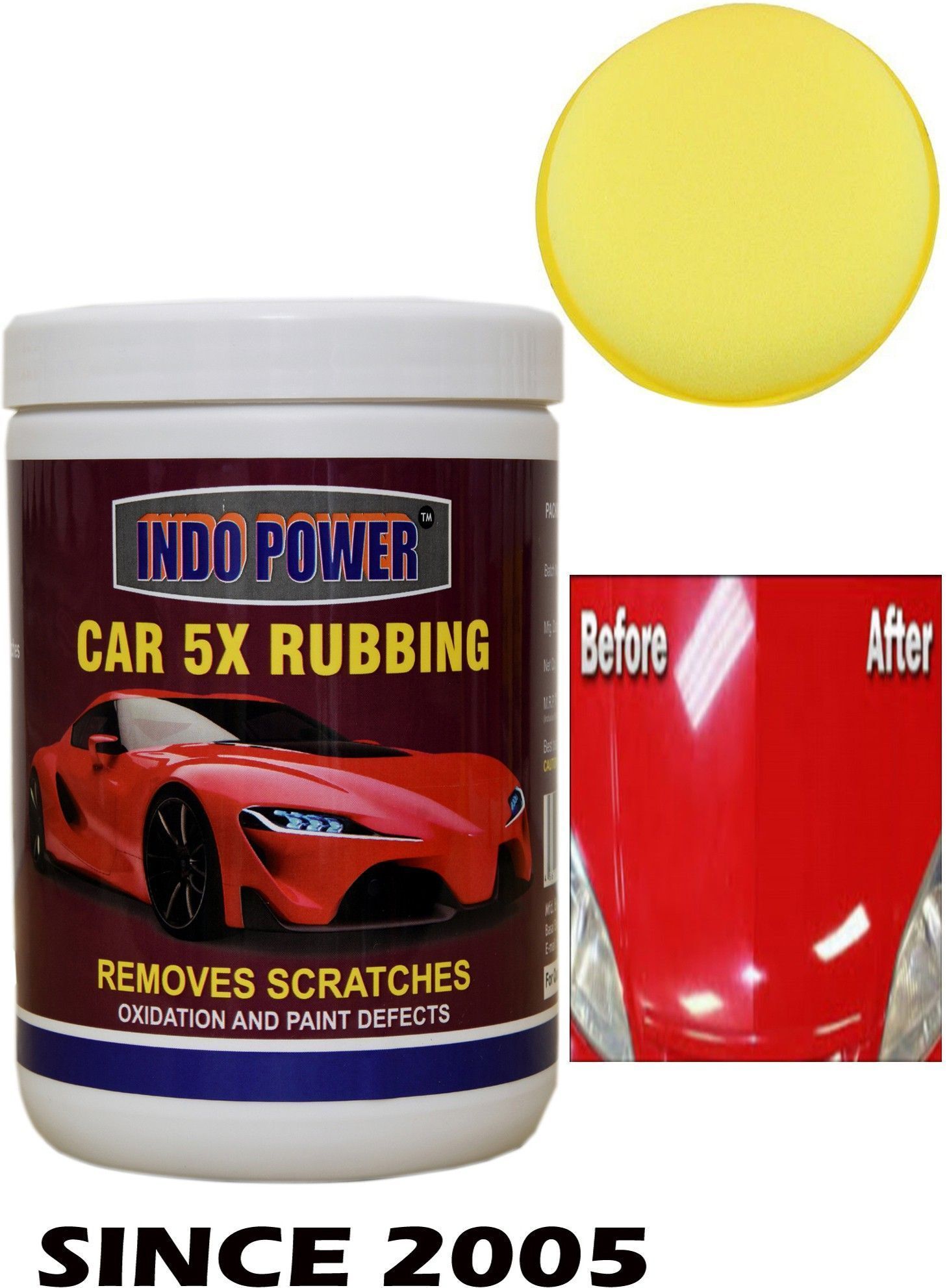 indopower FOAFKk54 CAR WAX 5X RUBBING 1kg.+ One Foam Applicator Pad. Combo-picture-16