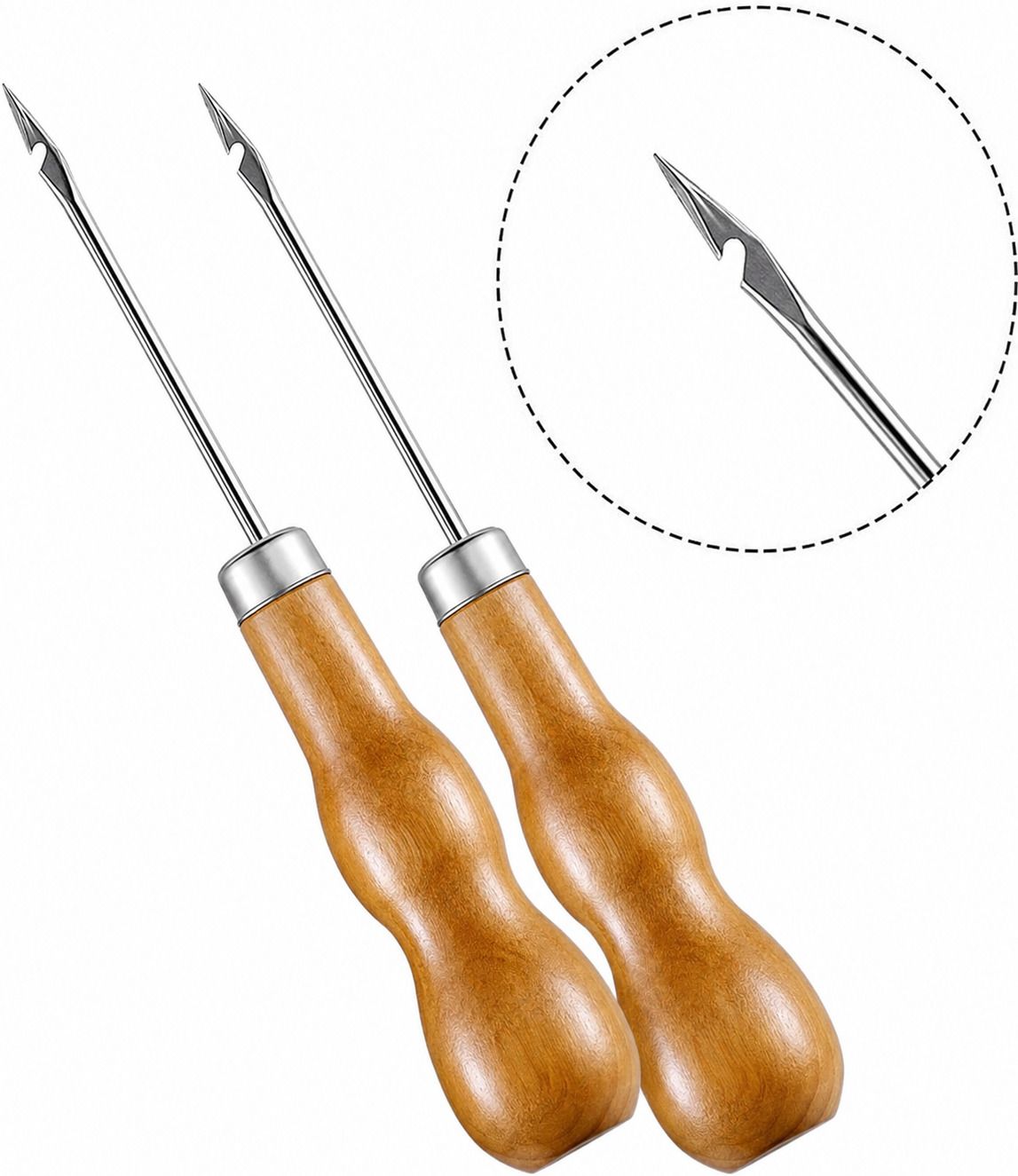 prabhas designs AWL Stitching Needle (2Nos) with Wooden Handle for Leather, Canvas, DIY Awl-picture-34