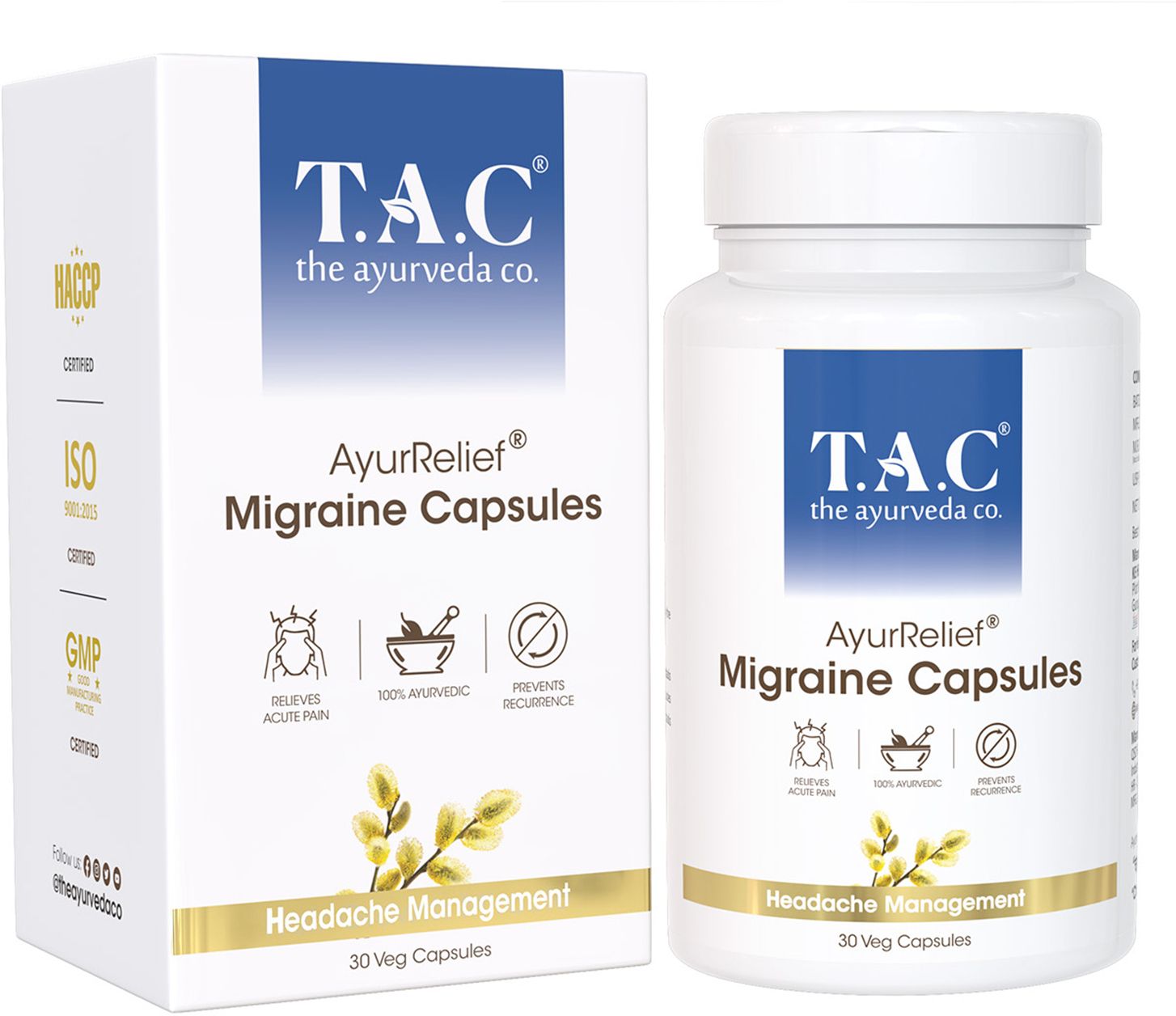 TAC - The Ayurveda Co. AyurRelief Migraine Capsules 