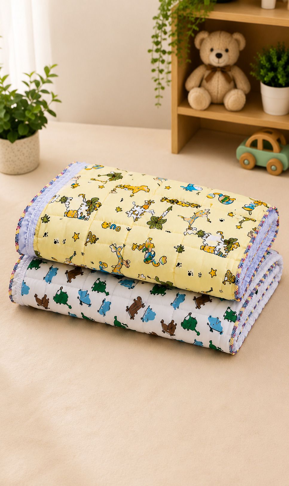 dora mart Baby Cotton Godari Combo Pack of 2 | Soft Baby Sleeping Mat for Newborns Baby Mattress Cartoon Animal Print-picture-37