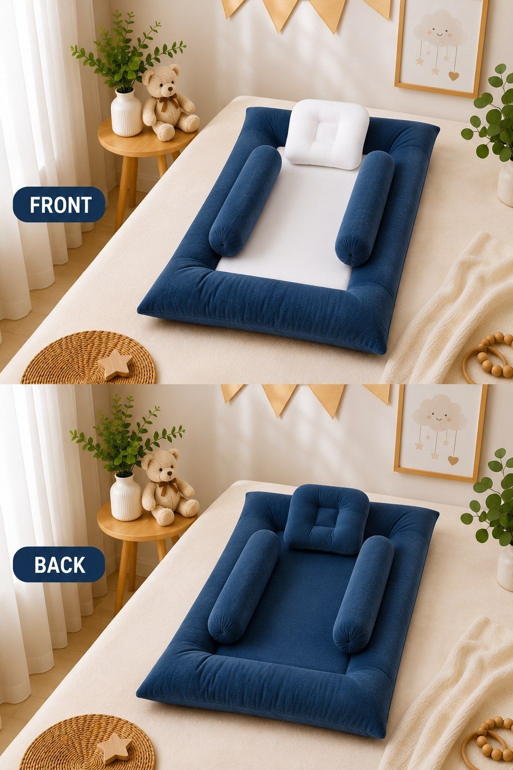 bushhbabies Premium Newborn Baby Bedding set with pillow & bolsters Soft Velvet Double-sided Baby Bed (0-12 months)-picture-12