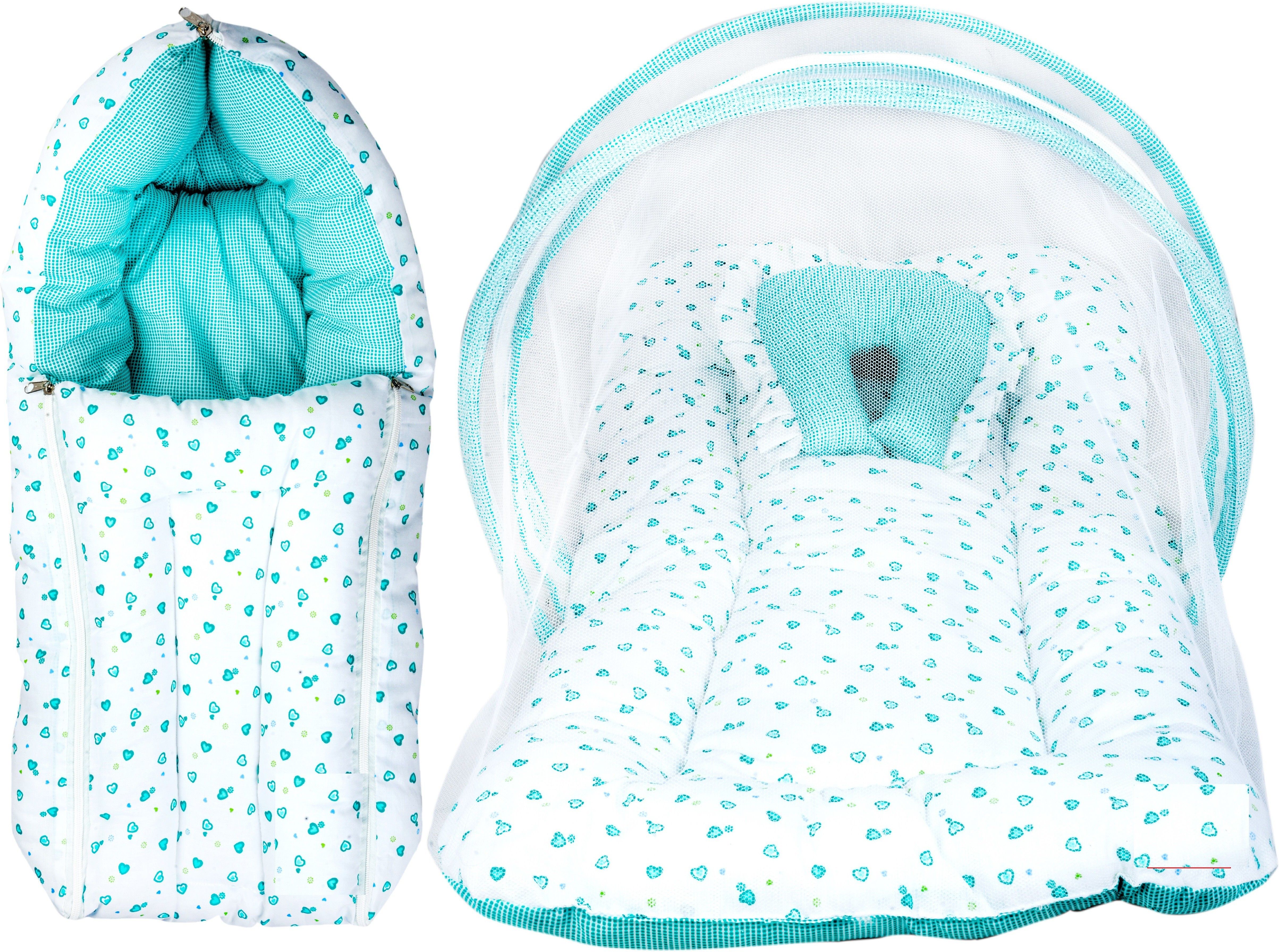 adore stuff Bedding and Mosquito Net Set with Sleeping Bag for 0-6 Month - Green Baby Bedding Set Crib-picture-25