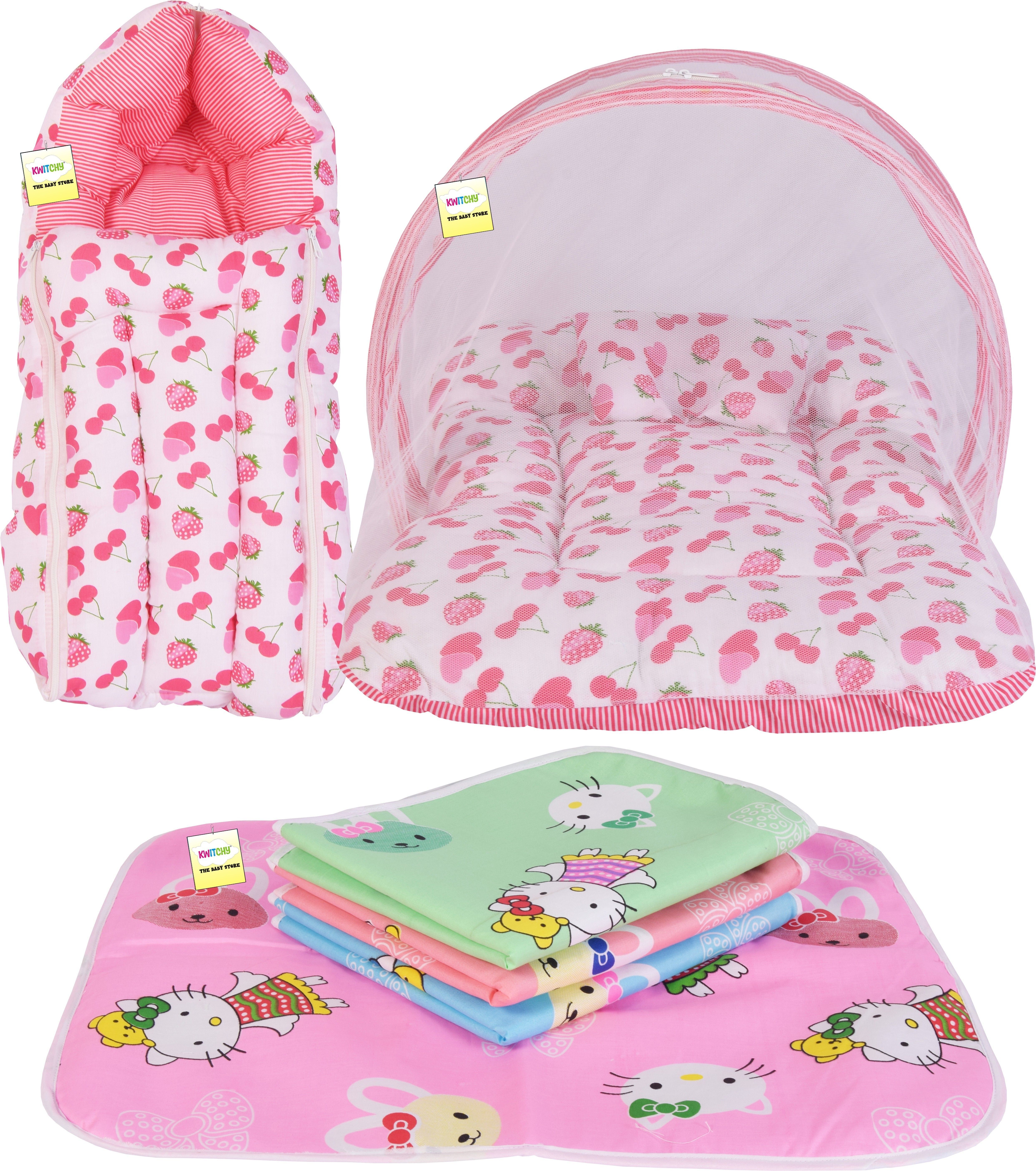 kwitchy New Born Baby Mosquito Net Bed ,Sleeping Bag And Bed Protector Standard Crib-picture-28