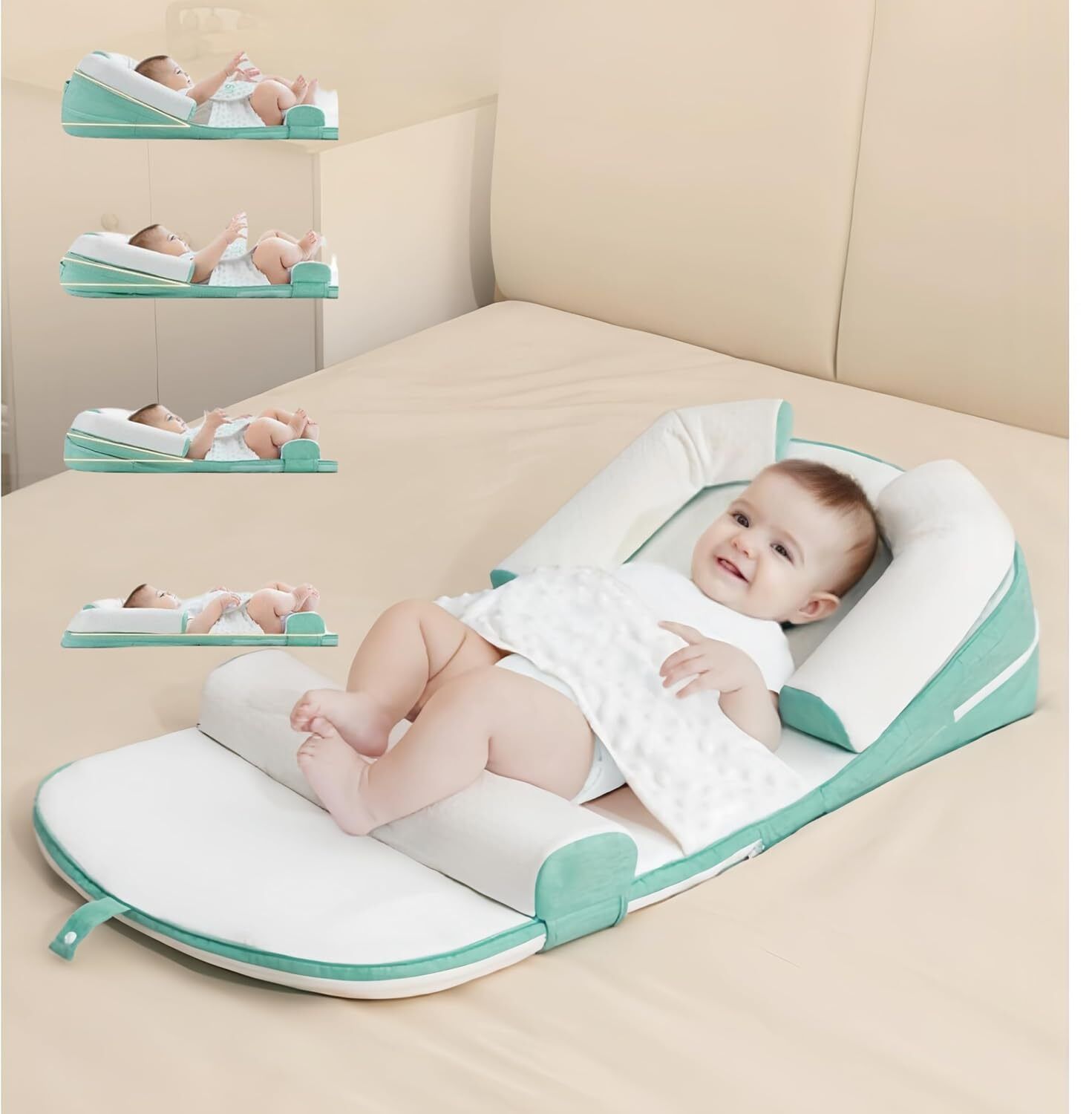 Baby Wedge Pillow, 30° Inclined Baby Pillow to Prevent Spitting Up Baby Feeding Support Pillow adjustable-image-40